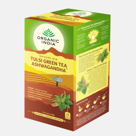 Infusão Bio Tulsi Green Tea Ashwagandha – 25 saquetas – Organic India