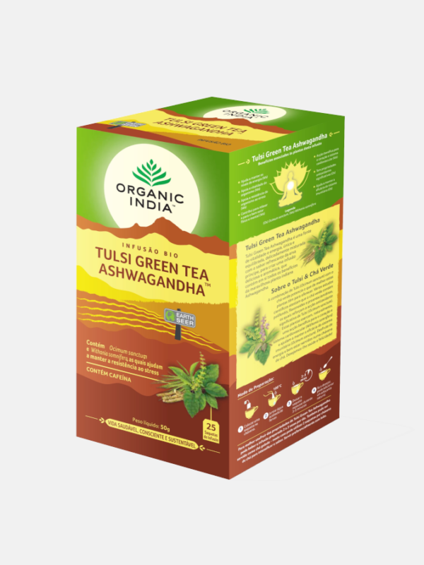 Infusão Bio Tulsi Green Tea Ashwagandha - 25 saquetas - Organic India