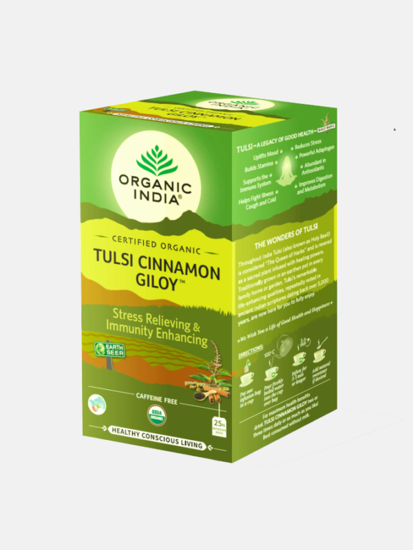 Tulsi Cinnamon Giloy Infusão Bio - 25 saquetas - Organic India