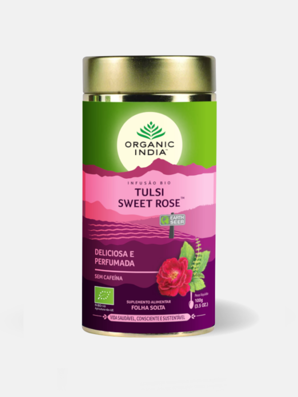 Tulsi Sweet Rose Infusão Bio - 100g - Organic India