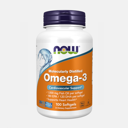 Omega-3 Fish Oil Molecularly Distilled 1000mg – 100 cápsulas – Now