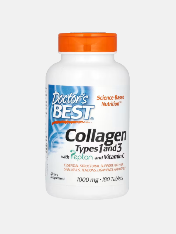 Collagen Types 1 and 3 with Peptan and Vitamin C 1000mg - 180 comprimidos - Doctor's Best