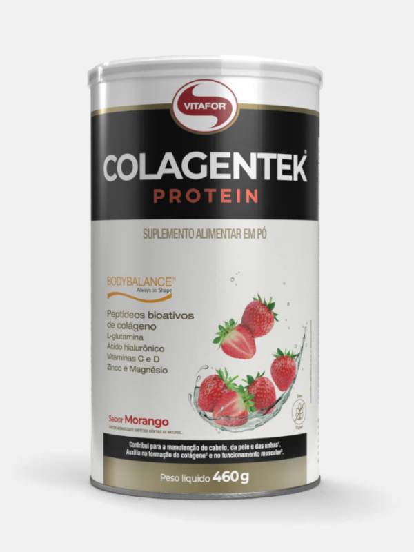 Colagentek Protein Morango - 460g - Vitafor