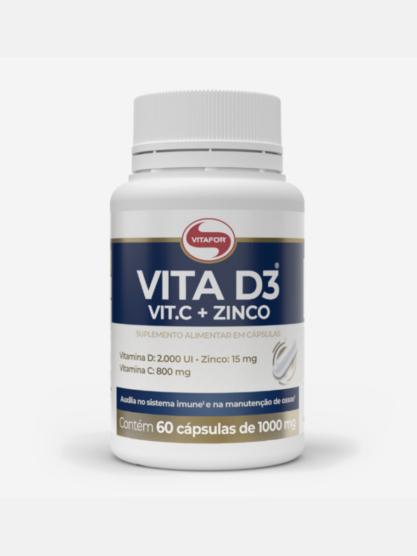 Vita D3 + C + Zinco - 60 cápsulas - Vitafor