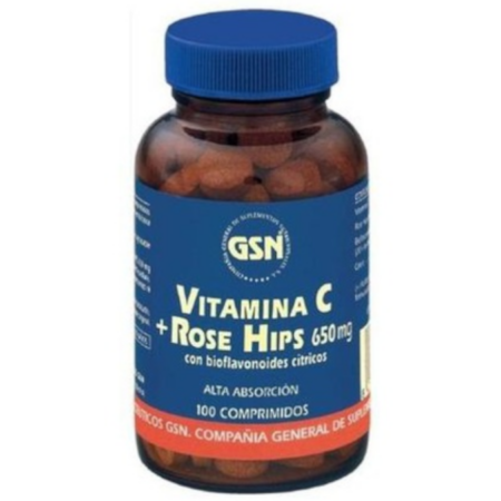 Vitamina C + Rose Hips – 650 mg – Com Bioflavonóides Citricos – 100 Comprimidos – G.S.N.